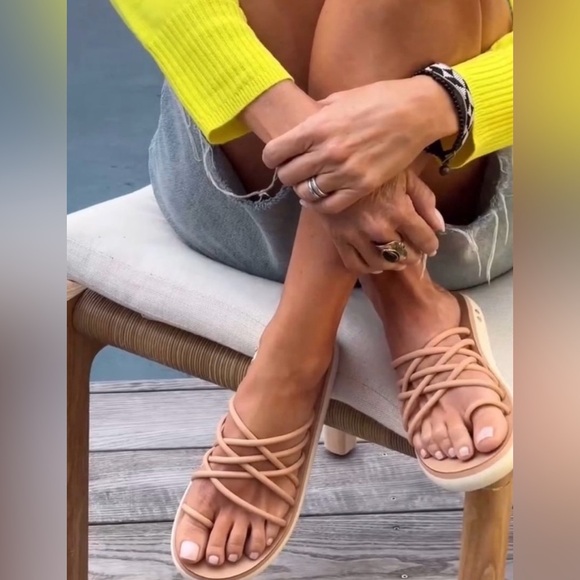 Beek Peep Nude Strappy Sandals Genuine Leather - Picture 2 of 16